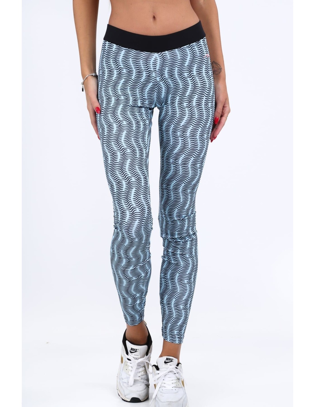 Light blue sports leggings with patterns MR11513 - Online store - Boutique